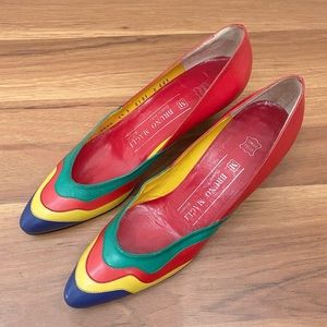 Vintage BRUNO MAGLI Color Block Leather Pumps Heels Size 6.5 AAAA Made in Italy
